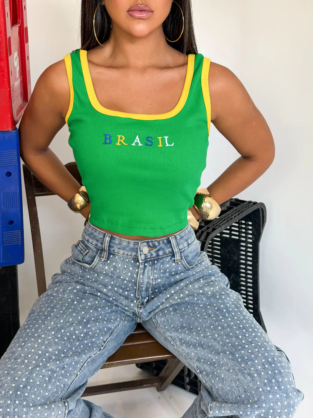Cropped regata Brasil- Estilo com identidade