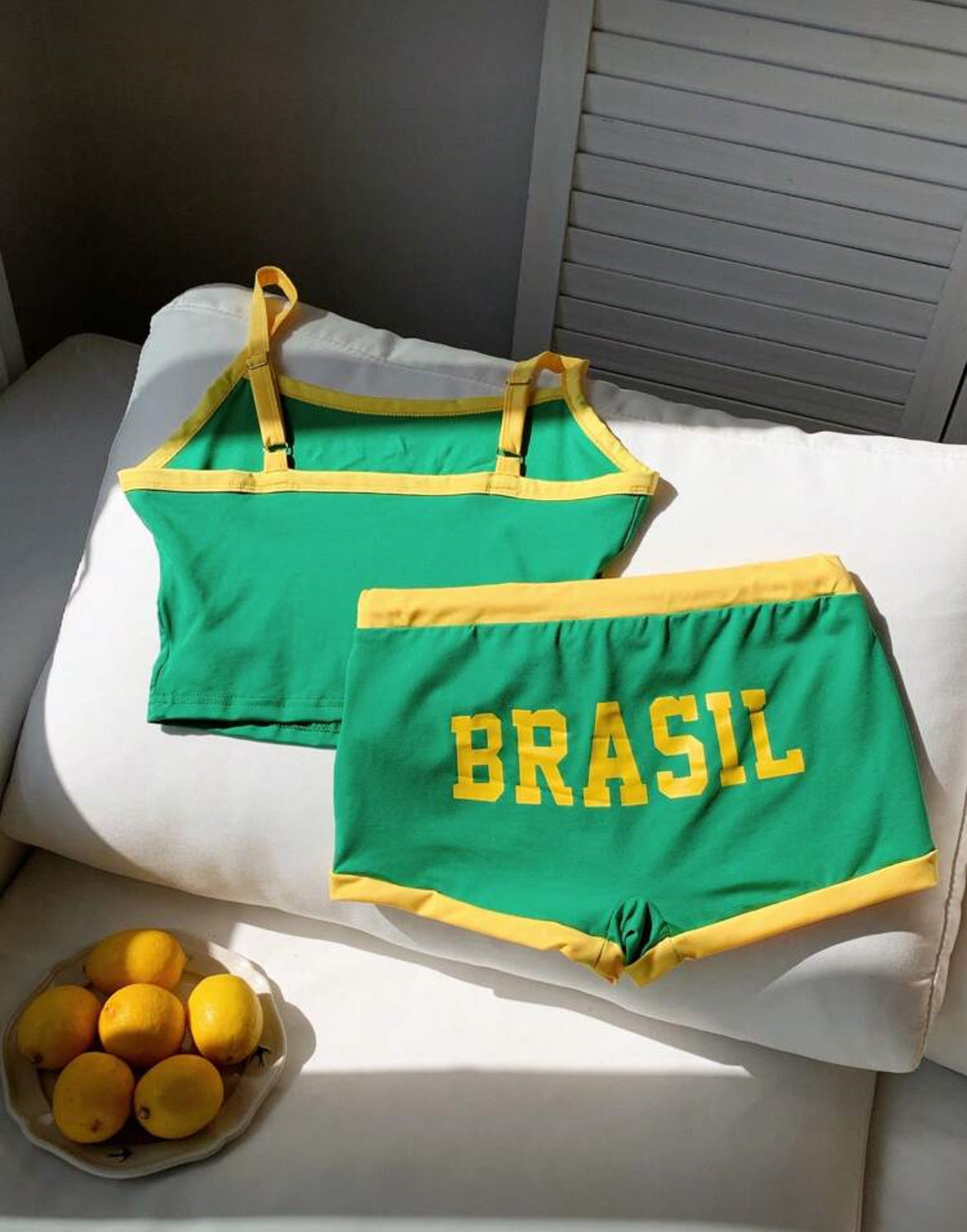 🇧🇷 Conjunto Cropped & Short Brasil Vibes