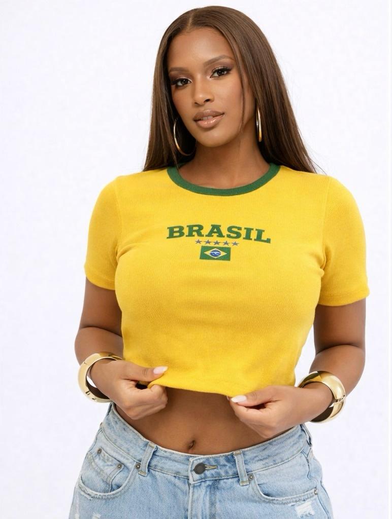 Compre 1 Leve 2 Cropped Brasil canelado - Edição limitada